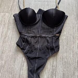 Meshki Black Bodysuit with Adjustable Straps